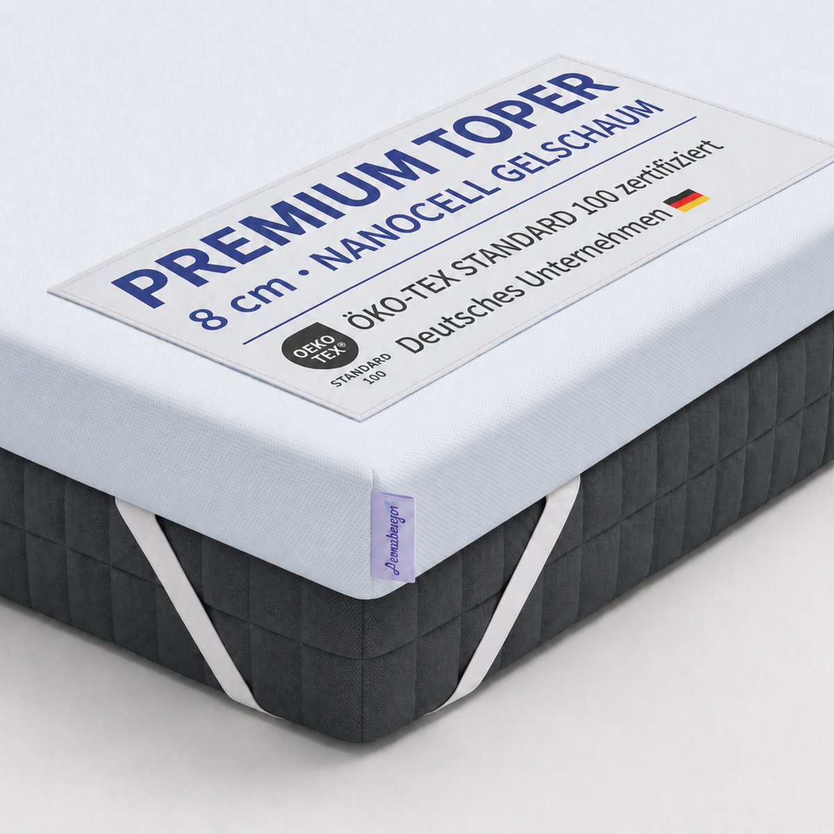 Arensberger Matratzen Topper PREMIUM, 8cm hoch Gelschaum und Memory Gel Foam Matratzentopper