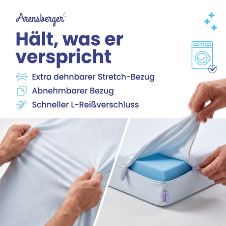 Arensberger Matratzen Topper PREMIUM, 8cm hoch Gelschaum und Memory Gel Foam Matratzentopper