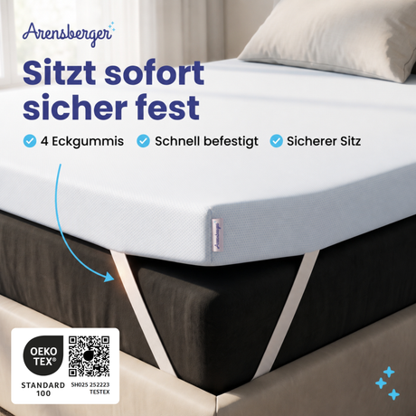 Arensberger Matratzen Topper PREMIUM, 8cm hoch Gelschaum und Memory Gel Foam Matratzentopper