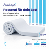 Arensberger Matratzen Topper PREMIUM, 8cm hoch Gelschaum und Memory Gel Foam Matratzentopper