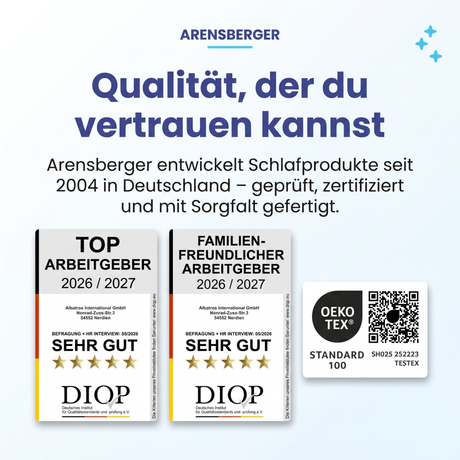 Arensberger Matratzen Topper PREMIUM, 8cm hoch Gelschaum und Memory Gel Foam Matratzentopper