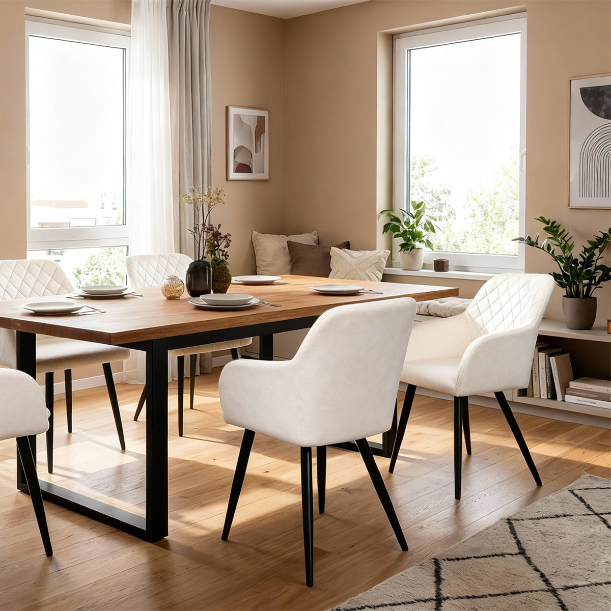 ALBATROS Designer Esszimmerstuhl SALO | 2er Set | Schwarz, Grau, Beige | Samt Bezug
