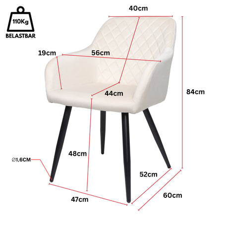 ALBATROS Designer Esszimmerstuhl SALO | 2er Set | Schwarz, Grau, Beige | Samt Bezug