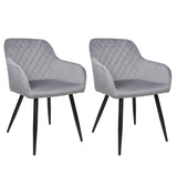 ALBATROS Designer Esszimmerstuhl SALO | 2er Set | Schwarz, Grau, Beige | Samt Bezug
