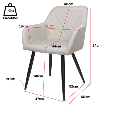 ALBATROS Designer Esszimmerstuhl SILA | 2er Set | Schwarz, Grau, Beige, Anthrazit, Braun| Stoff Bezug