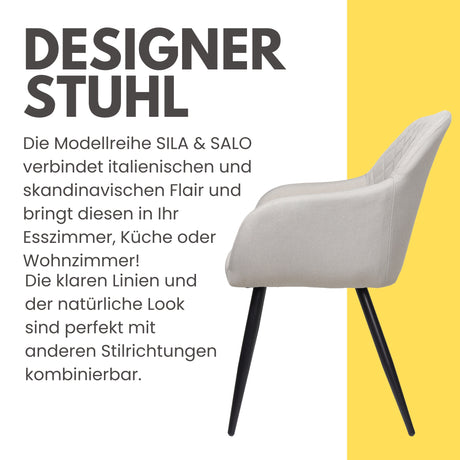 ALBATROS Designer Esszimmerstuhl SILA | 2er Set | Schwarz, Grau, Beige, Anthrazit, Braun| Stoff Bezug