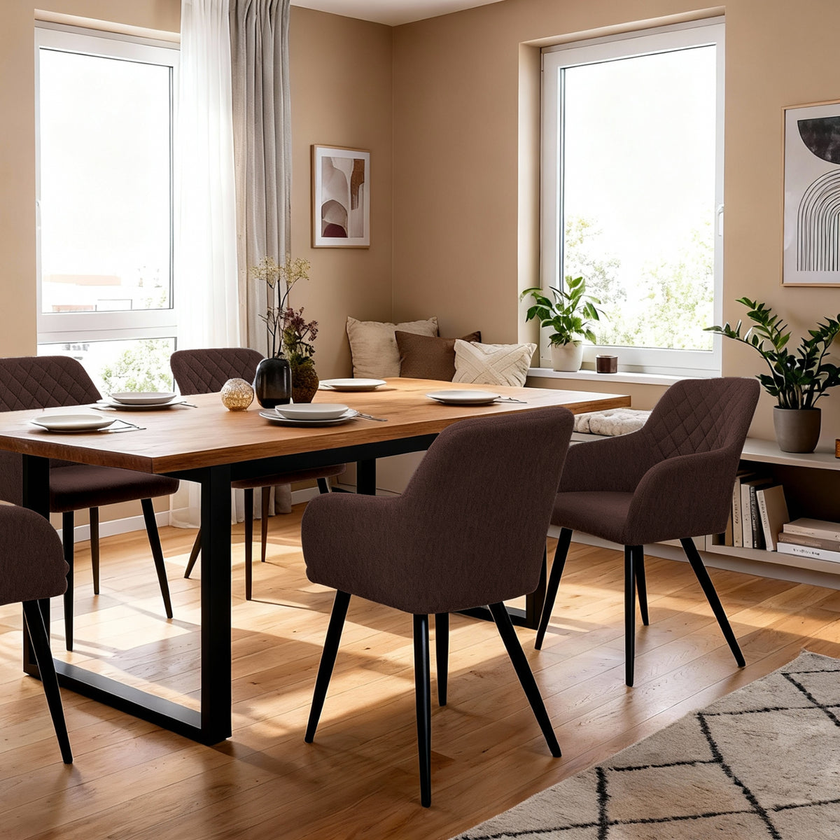 ALBATROS Designer Esszimmerstuhl SILA | 2er Set | Schwarz, Grau, Beige, Anthrazit, Braun| Stoff Bezug