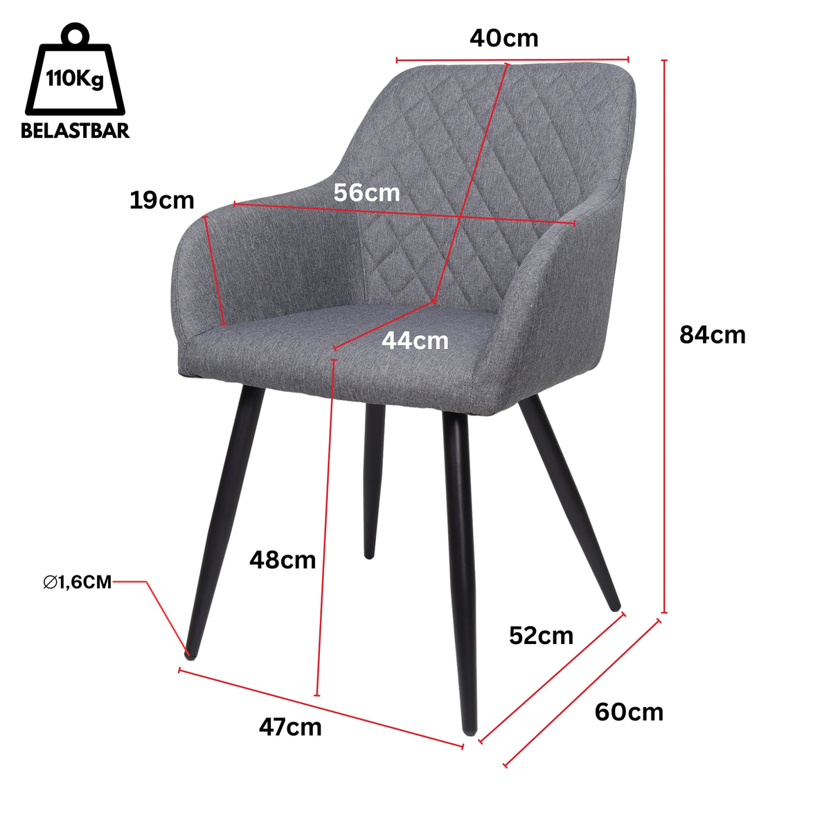 ALBATROS Designer Esszimmerstuhl SILA | 2er Set | Schwarz, Grau, Beige, Anthrazit, Braun| Stoff Bezug