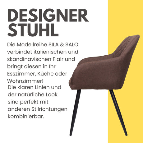 ALBATROS Designer Esszimmerstuhl SILA | 2er Set | Schwarz, Grau, Beige, Anthrazit, Braun| Stoff Bezug