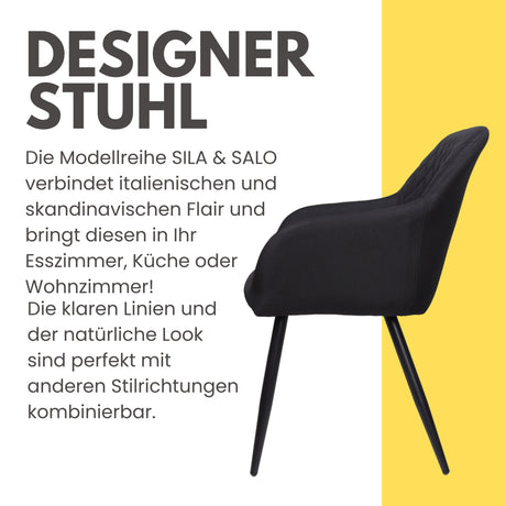 ALBATROS Designer Esszimmerstuhl SILA | 2er Set | Schwarz, Grau, Beige, Anthrazit, Braun| Stoff Bezug