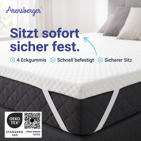 Arensberger Matratzen Topper SOFT, Memory Foam Matratzentopper, waschbarer Bezug, geeignet für Federkern & Schaumstoff Matratzen, H2, Matratzenauflage Höhe 5cm