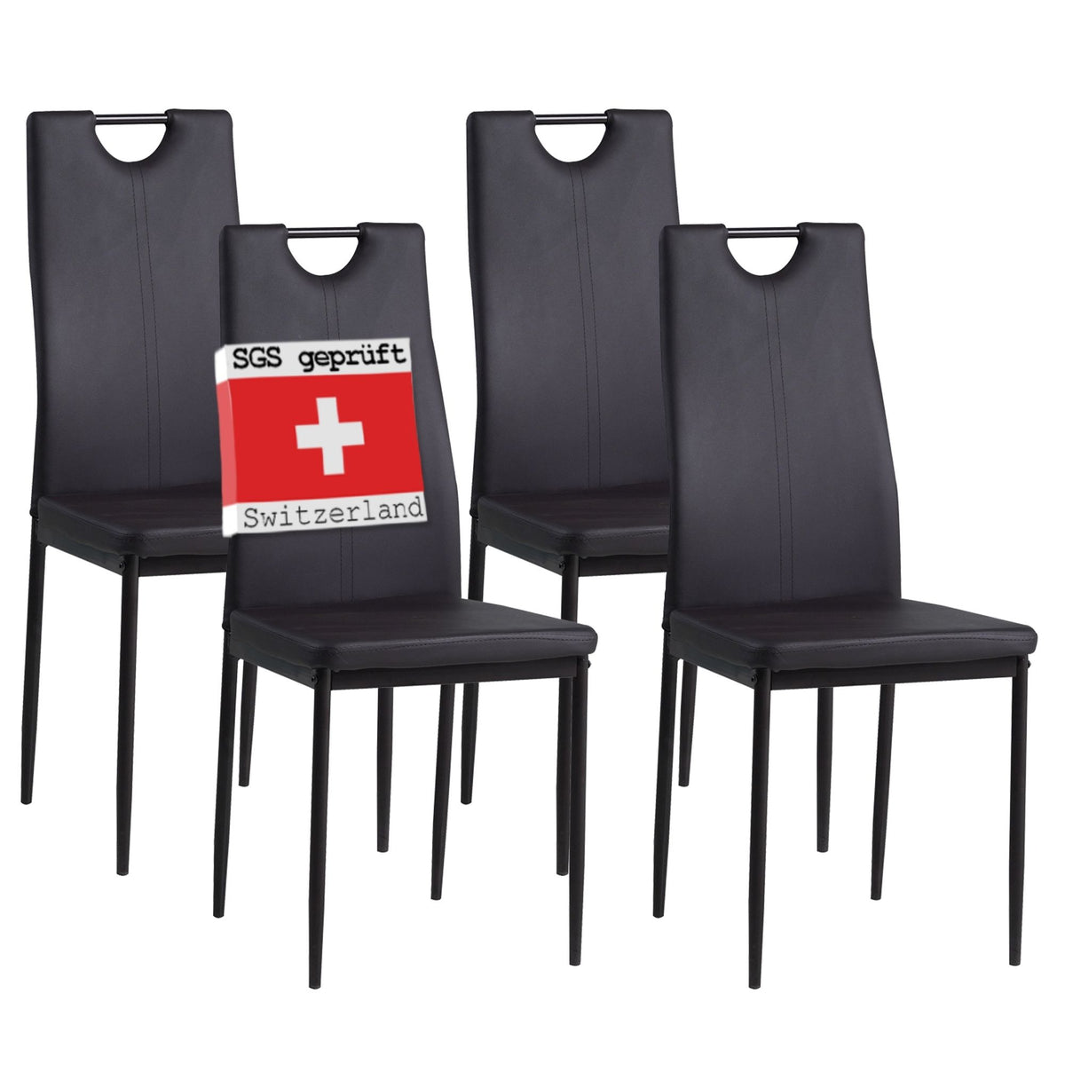 ALBATROS Designer Esszimmerstuhl SALERNO | 4er/6er Set | Schwarz, Grau, Beige, Braun, Rot, Weiß | Kunstleder Bezug