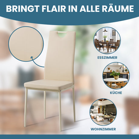 ALBATROS Designer Esszimmerstuhl SALERNO | 4er/6er Set | Schwarz, Grau, Beige, Braun, Rot, Weiß | Kunstleder Bezug