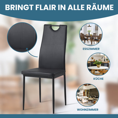 ALBATROS Designer Esszimmerstuhl SALERNO | 4er/6er Set | Schwarz, Grau, Beige, Braun, Rot, Weiß | Kunstleder Bezug