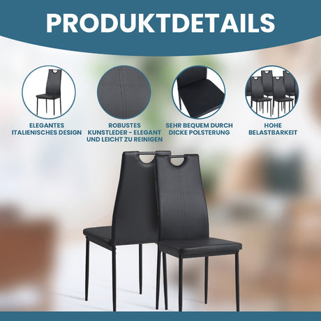 ALBATROS Designer Esszimmerstuhl SALERNO | 4er/6er Set | Schwarz, Grau, Beige, Braun, Rot, Weiß | Kunstleder Bezug