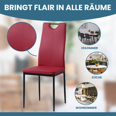 ALBATROS Designer Esszimmerstuhl SALERNO | 4er/6er Set | Schwarz, Grau, Beige, Braun, Rot, Weiß | Kunstleder Bezug