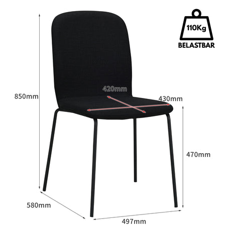 RAVINO Designer Stapelstühle 4er Set ENNA  / S10 mit Stoffbezug, Konferenzstühle Besucherstühle