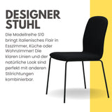 RAVINO Designer Stapelstühle 4er Set ENNA  / S10 mit Stoffbezug, Konferenzstühle Besucherstühle