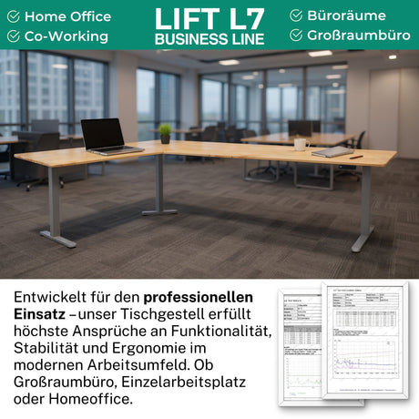 Eckschreibtisch Gestell LIFT L7, stufenlos verstellbar in Höhe, Breite und Winkel, 3 Motoren, elektrisch