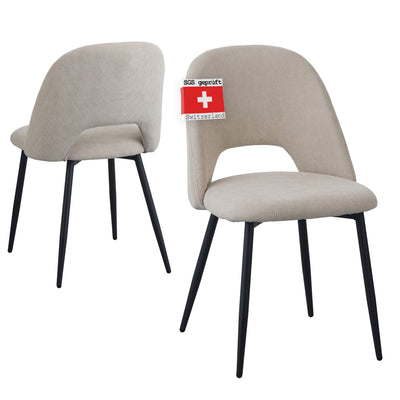 ALBATROS Designer Esszimmerstuhl SILVI | 2er Set | Schwarz, Grau, Beige | Cord Bezug