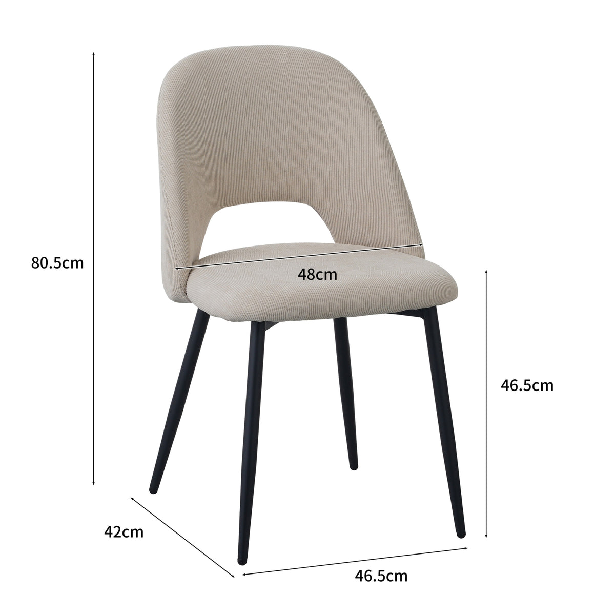 ALBATROS Designer Esszimmerstuhl SILVI | 2er Set | Schwarz, Grau, Beige | Cord Bezug