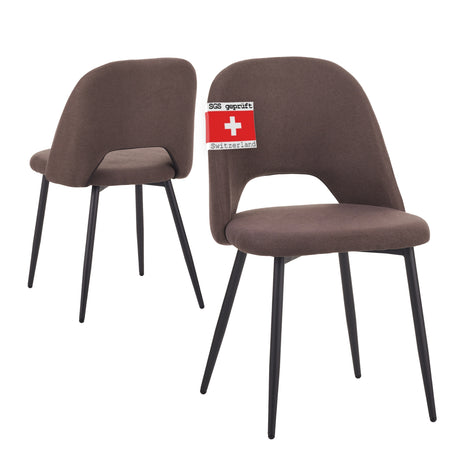 ALBATROS Designer Esszimmerstuhl SILVI | 2er Set | Schwarz, Grau, Braun, Beige | Stoff Bezug