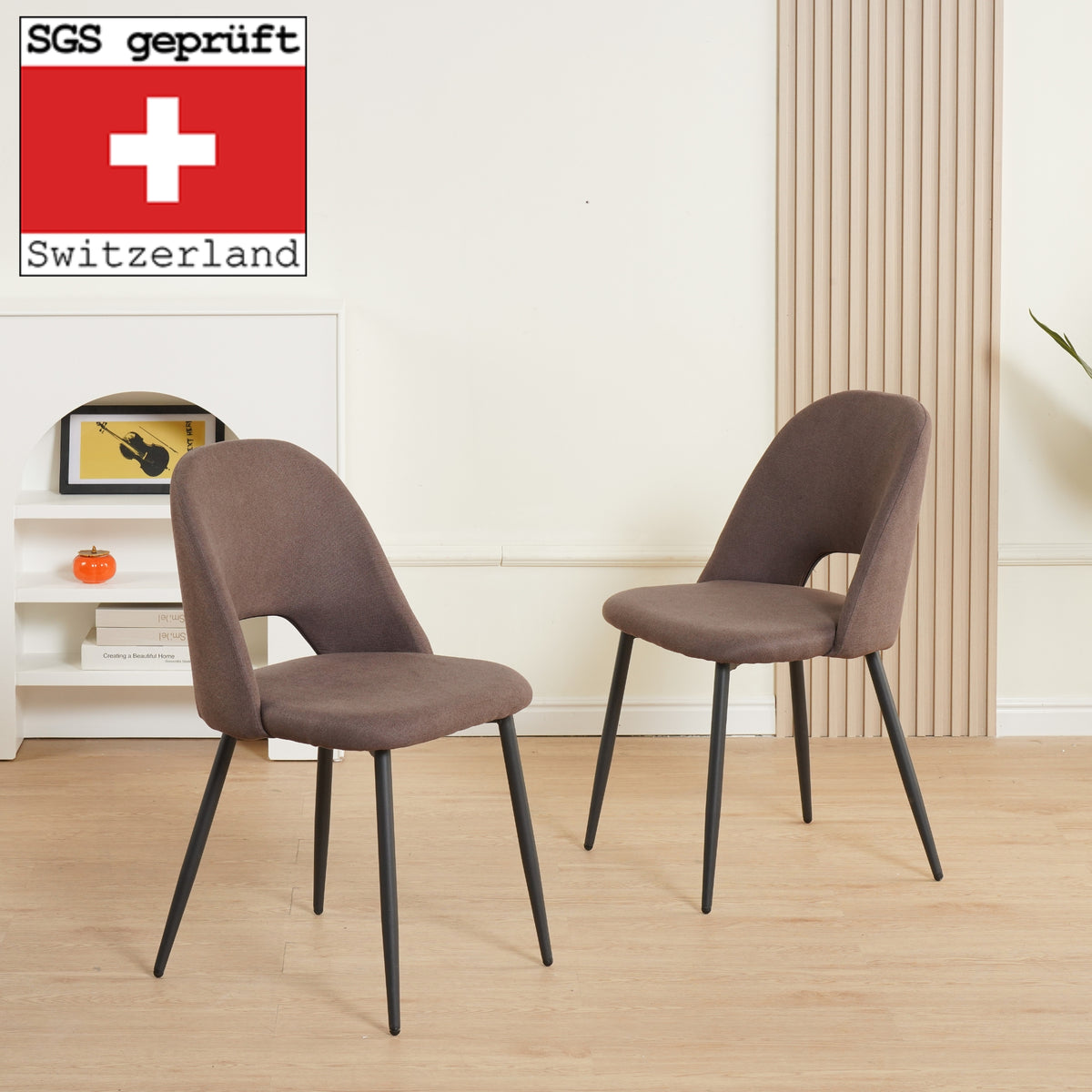ALBATROS Designer Esszimmerstuhl SILVI | 2er Set | Schwarz, Grau, Braun, Beige | Stoff Bezug