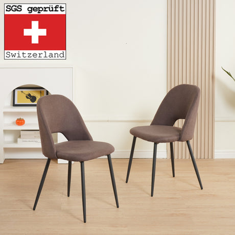 ALBATROS Designer Esszimmerstuhl SILVI | 2er Set | Schwarz, Grau, Braun, Beige | Stoff Bezug
