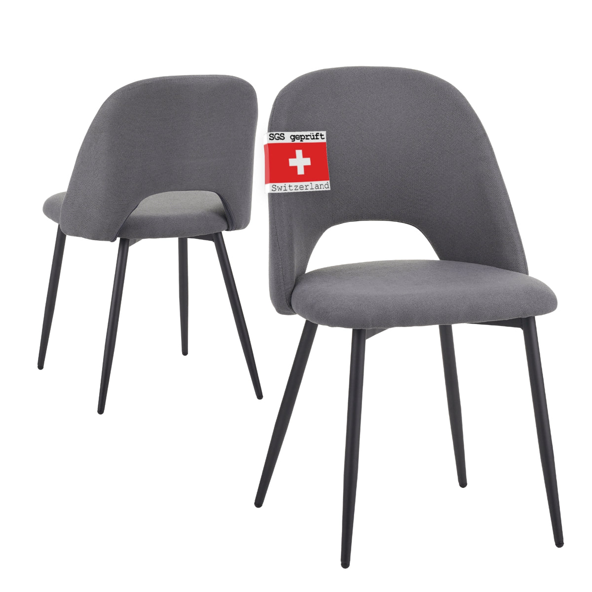 ALBATROS Designer Esszimmerstuhl SILVI | 2er Set | Schwarz, Grau, Braun, Beige | Stoff Bezug