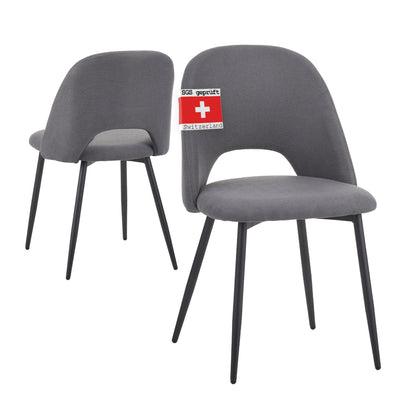 ALBATROS Designer Esszimmerstuhl SILVI | 2er Set | Schwarz, Grau, Braun, Beige | Stoff Bezug