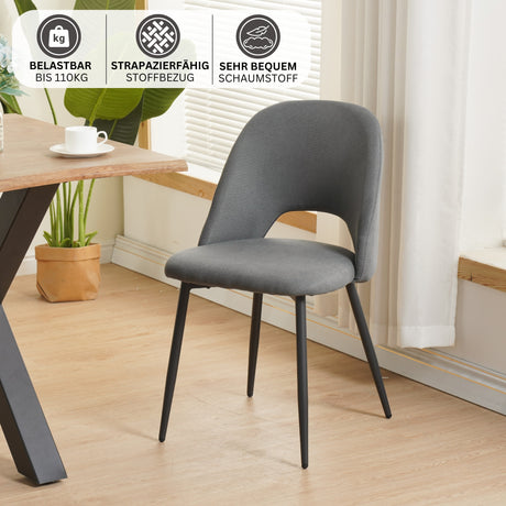 ALBATROS Designer Esszimmerstuhl SILVI | 2er Set | Schwarz, Grau, Braun, Beige | Stoff Bezug