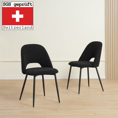 ALBATROS Designer Esszimmerstuhl SILVI | 2er Set | Schwarz, Grau, Beige | Cord Bezug