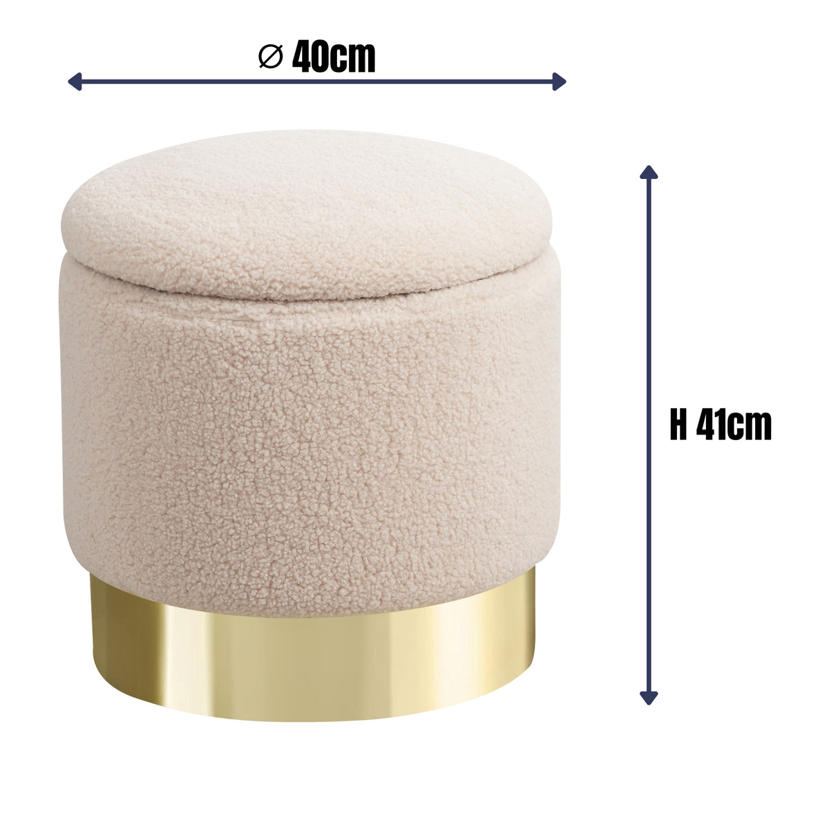 Sitzhocker mit Stauraum NIZZA Sherpa oder Samtbezug