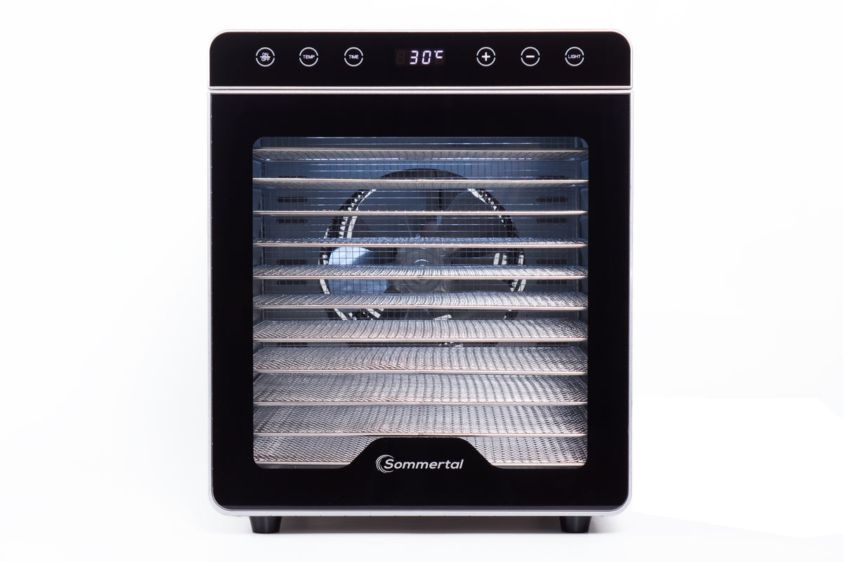 Sommertal Dörrautomat Silence 800 | 12 Edelstahl-Einschübe, 800 Watt, 30–85°C, 24h Timer