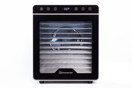 Sommertal Dörrautomat Silence 800 | 12 Edelstahl-Einschübe, 800 Watt, 30–85°C, 24h Timer