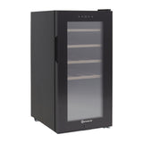 WK 50 Weinkühlschrank – 15 Flaschen, 5–20 °C einstellbar, abschließbar, LED-Beleuchtung, Glastür, Touchscreen, 4 Holz-Einlegeböden, leise