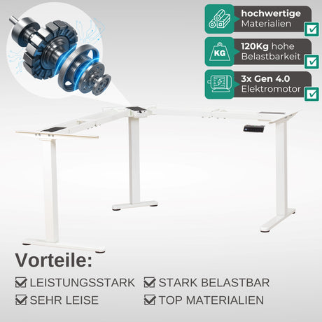 Eckschreibtisch Gestell LIFT L7, stufenlos verstellbar in Höhe, Breite und Winkel, 3 Motoren, elektrisch