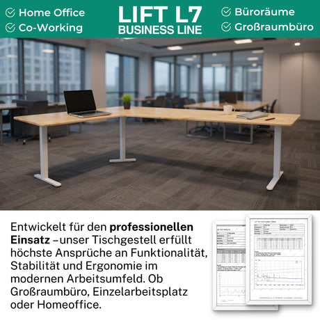 Eckschreibtisch Gestell LIFT L7, stufenlos verstellbar in Höhe, Breite und Winkel, 3 Motoren, elektrisch