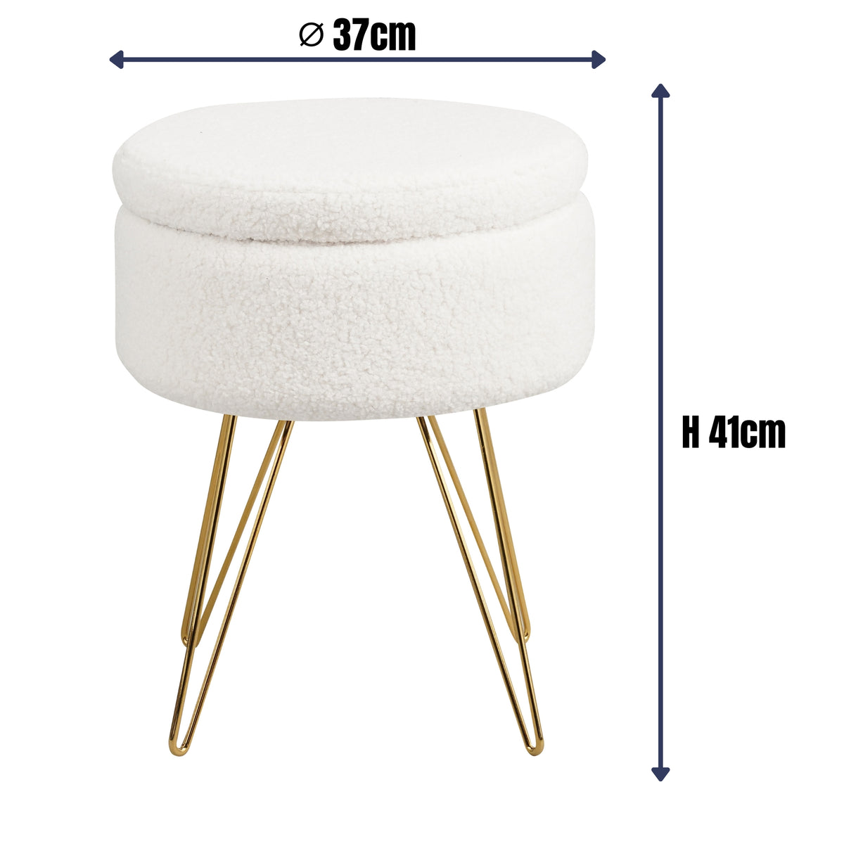 Sitzhocker mit Stauraum CANNES Sherpa oder Samtbezug