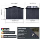 Albatros Profi Gerätehaus XL – verzinktes Metall in Anthrazit (RAL 7016) | 241x171x192cm