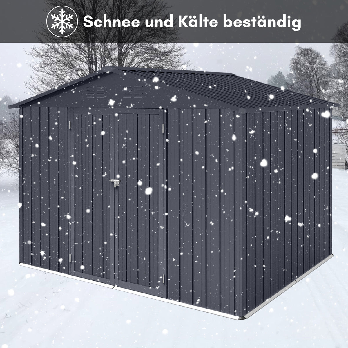 Albatros Profi Gerätehaus XL – verzinktes Metall in Anthrazit (RAL 7016) | 241x171x192cm
