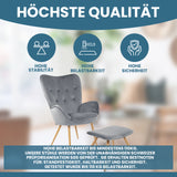 Ohrensessel mit Hocker YORK - Gemütlicher Bezug in Samtoptik