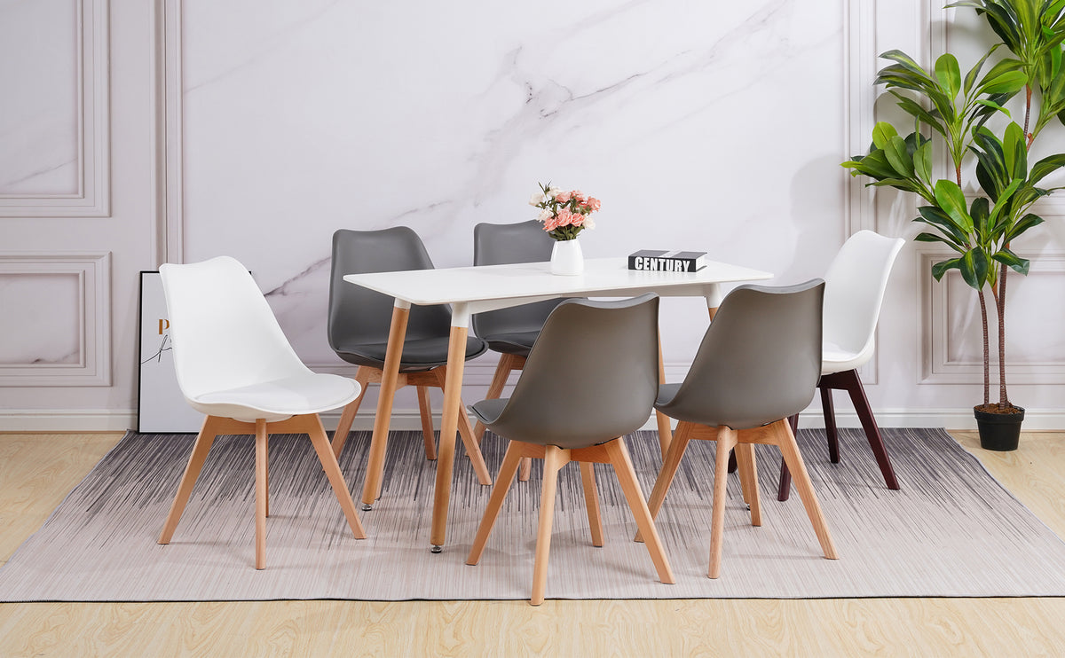 ALBATROS skandinavischer Esszimmerstuhl AARHUS| 4er Set | Grau, Beige | Kunstleder Bezug