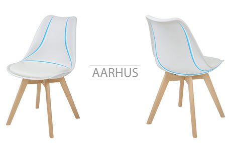ALBATROS skandinavischer Esszimmerstuhl AARHUS| 4er Set | Grau, Beige | Kunstleder Bezug