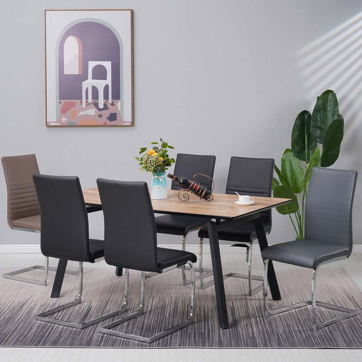 ALBATROS Freischwinger Designerstuhl BURANO | 4er Set | Schwarz, Grau, Beige, Braun, Weiß | Kunstleder Bezug
