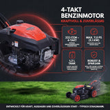 Rasenmäher Benzin mit Antrieb BR532 – 7,0PS (5,1kW) 224ccm mit Antrieb, 53cm Schnittbreite, Mulchen, Schnitthöhenverstellung, Easy Clean Anschluss, Große Räder, 60L Korb