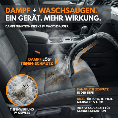 Waschsauger HYDRO 9000 MAX, Teppichreiniger & Polsterreiniger mit Dampffunktion