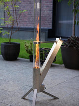 Albatros hochwertige Pelletfackel aus Edelstahl | Raketenofen für den Garten | mit Glas Feuerrohr | Terrassenheizung Terrassenofen | Outdoor Feuerstelle ohne Strom | bis 70 Min Brenndauer