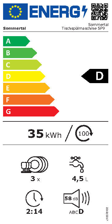 SP9 Dual Mini Geschirrspüler | Tischgeschirrspüler für 1-5 Personen, 8 Programme, 950W | Kleine Spülmaschine freistehend mit LED, Touch, Tank & Wasseranschluss | leise & kompakt