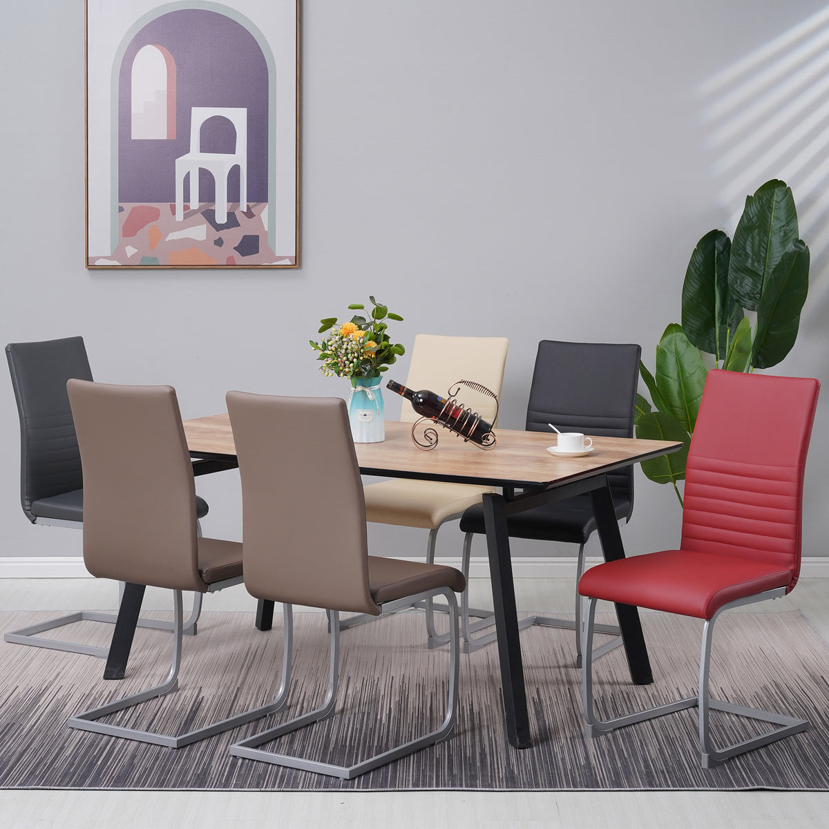 ALBATROS Freischwinger Designerstuhl MURANO | 4er Set | Schwarz, Grau, Beige, Braun, Weiß | Kunstleder Bezug